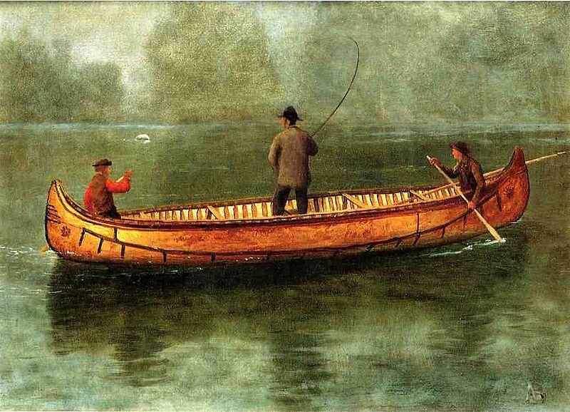 Albert Bierstadt Fishing_from_a_Canoe oil painting picture